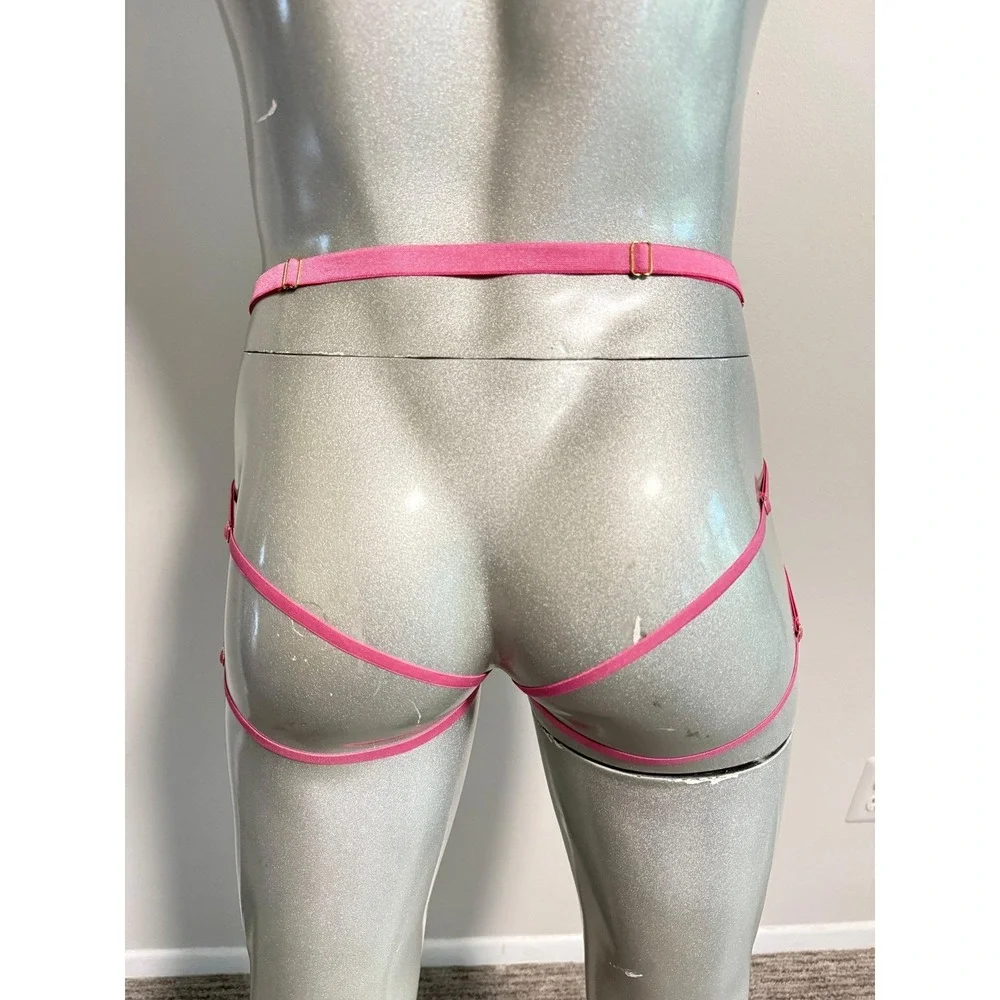 Cosabella Never Say Never Mens Strappy Lace Thong Pink Open Back Underwear NEW‎